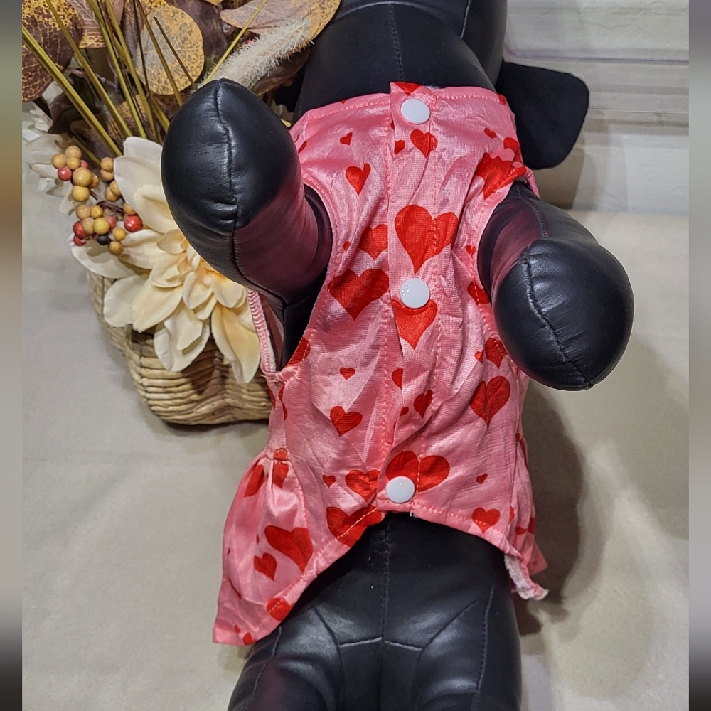 Pink/Red Valentine's Day Heart Print Dog/Pet Dress Costume Size Medium- NWOT - Picture 8 of 9